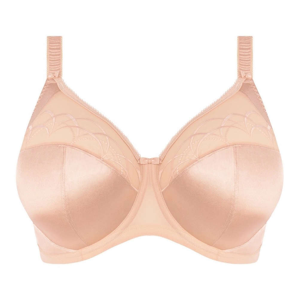 Elomi Cate Underwire Full Cup Bra 42F / 42G Latte Satin Embroidered Support